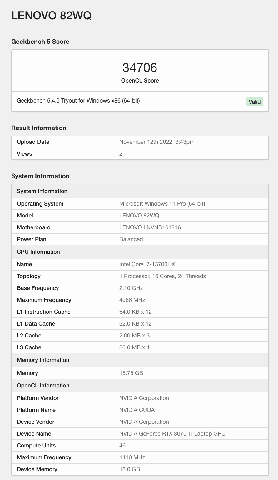 华为手机怎么清缓存数据
:疑似联想新款游戏本现身Geekbench：i7-13700HX+RTX 3070 Ti 16G